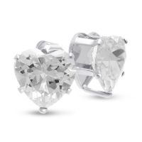 4ct Diamond Size CZ Heart Earrings in Sterling Silver