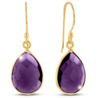 12ct Amethyst Teardrop Earrings in 18k Gold Overlay
