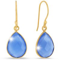 12ct Blue Chalcedony Teardrop Earrings in 18k Overlay
