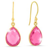 12ct Pink Raspberry Quartz Teardrop Earrings in 18k Overlay