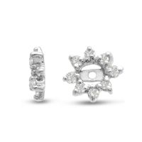 14K White Gold Flower Diamond Earring Jackets, Fits 1/4-1/2ct Stud Earrings