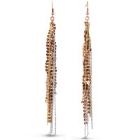 Mixed Metal Fringe Dangle Earrings, 5 Inches