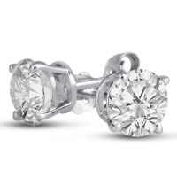 2.50 Carat Diamond Stud Earrings in 14K White Gold, Fine White Color