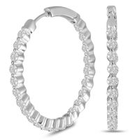 3ct Diamond Hoop Earrings in 18k White Gold
