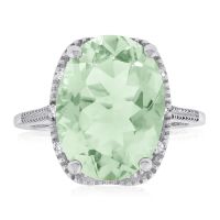 8ct Oval Green Amethyst and Diamond Ring
