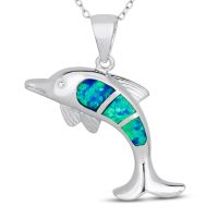 Blue Opal Dolphin Necklace
