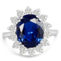 Duchess Kate Middleton Ring - 2.20ct Created Sapphire and Simulated Diamond Ring In Sterling Silver