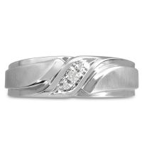 Men's 1/10ct Diamond Ring In 10K White Gold, G-H, I2-I3