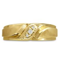 Men's 1/10ct Diamond Ring In 10K Yellow Gold, I-J-K, I1-I2
