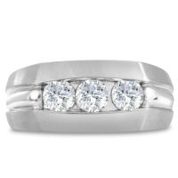 Men's 3/4ct Diamond Ring In 10K White Gold, I-J-K, I1-I2