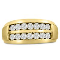 Men's 1ct Diamond Ring In 14K Yellow Gold, I-J-K, I1-I2