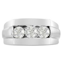 Men's 1ct Diamond Ring In 10K White Gold, G-H, I2-I3