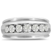 Men's 1ct Diamond Ring In 10K White Gold, I-J-K, I1-I2