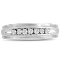 Men's 1/4ct Diamond Ring In 14K White Gold, I-J-K, I1-I2