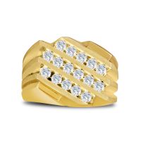 Men's 1ct Diamond Ring In 10K Yellow Gold, I-J-K, I1-I2