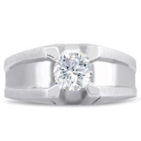 Men's 1/2ct Diamond Ring In 10K White Gold, I-J-K, I1-I2