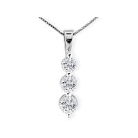 Beautiful 1/2ct Three Diamond Drop Diamond Pendant In 14k White Gold