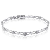 Platinum Overlay Diamond Swirl Bracelet, 7 Inches