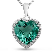 5ct Green Amethyst and Diamond Heart Necklace
