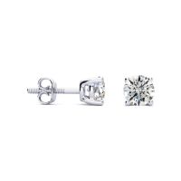 1ct Fine Diamond Studs in White Gold, Clarity Enhanced

