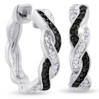 Black Diamond Swirl Hoop Earrings + FREE Pair of Diamond Hoops!
