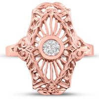 1/10ct Diamond Cathedral Ring in 14k Rose Gold