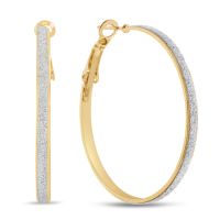 Swarovski Dust Gold Hoop Earrings, 1 1/2 Inches