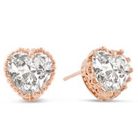 5 Carat Heart Shape Swarovski Elements Crystal Stud Earrings In Rose Gold