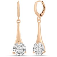 5 Carat Swarovski Elements Crystal Drop Earrings in Rose Gold, 1 1/4 Inches
