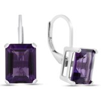 4 1/2 Carat Emerald Cut Amethyst Drop Earrings