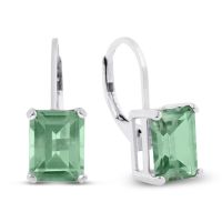 4 1/2 Carat Emerald Cut Green Amethyst Drop Earrings