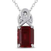 3ct Emerald Cut Ruby and Diamond Necklace
