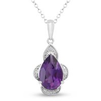 2.75ct Pear Shaped Purple Amethyst and Diamond Necklace
