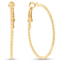 1.5 inch Yellow Gold Diamond Cut Hoop Earrings
