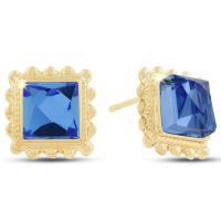 Cognac Blue Swarovski Elements Crystal Earrings
