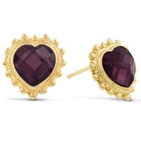 Swarovski Elements Purple Amethyst Heart Stud Earrings