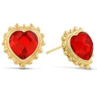 Ruby Red Swarovski Elements Heart Shape Stud Earrings, Pushbacks
