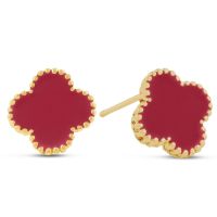 Pink Raspberry Clover Stud Earrings, Pushbacks