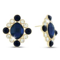 Royal Blue Swarovski Elements Antique Stud Earrings, Pushbacks
