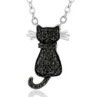 Purr-fect Black Diamond Cat Necklace