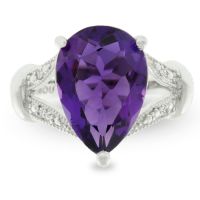 5ct Pear Shaped Purple Amethyst and Diamond Ring
