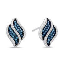 1/3ct Blue Diamond Swirl Earrings
