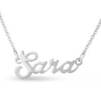 Sara Nameplate Necklace In Silver