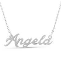Angela Nameplate Necklace In Silver