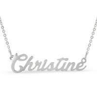 Christine Nameplate Necklace In Silver