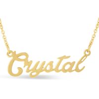 Crystal Nameplate Necklace In Gold