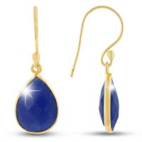 12ct Blue Sapphire Teardrop Earrings in 18k Gold Overlay

