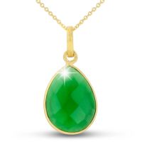 10ct Emerald Quartz Teardrop Necklace in 18k Gold Overlay
