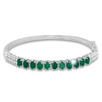 3 Carat Emerald and Diamond Bangle Bracelet