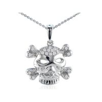 1/10ct Diamond Skull Pendant in 14k Yellow Gold